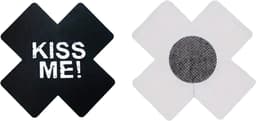 CHPN - Tepelcovers - Tepelsticker - Kiss me sticker voor op tepels - Zwart - Grappige tepel sticker - Tepels afplakken - Festival - Feest - Sexy - 1 paar — thumbnail 1
