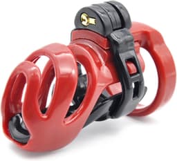 Cyborg Cage - Chastity Cage Kuisheidskooi - Zwart/Rood — thumbnail 2