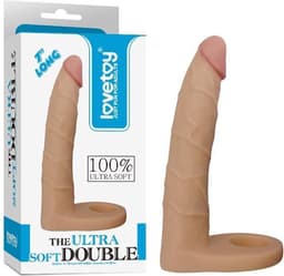 Lovetoy Voorbinddildo voor dubbele penetratie Ultrasoft Double - 18 cm — thumbnail 1