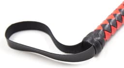 Lange gevlochten single tail - Bull Whip - 190 cm lang - Rood/Zwart — thumbnail 4