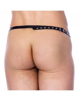 Rimba - Kuisheidsgordel - Leren Kuisheid Slip Met Metalen Kuisheidskooi - One Size — thumbnail 3