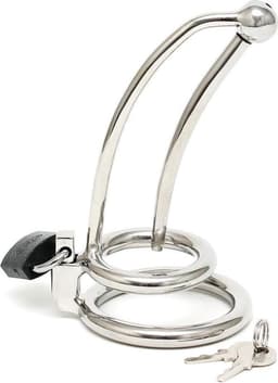 Rimba - Hoogwaardige Roestvrijstalen Urethrale Stretcher met Penisvergrendeling en Cockring — thumbnail 3