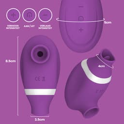 PureVibe® Oral Air-Pulse Lover Likkende Clitoris stimulator luchtdruk vibrator - vibrators voor vrouwen - Paars — thumbnail 4