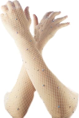 BamBella® Sexy Erotische Handschoenen Kant met steentjes Wit onesize — thumbnail 4