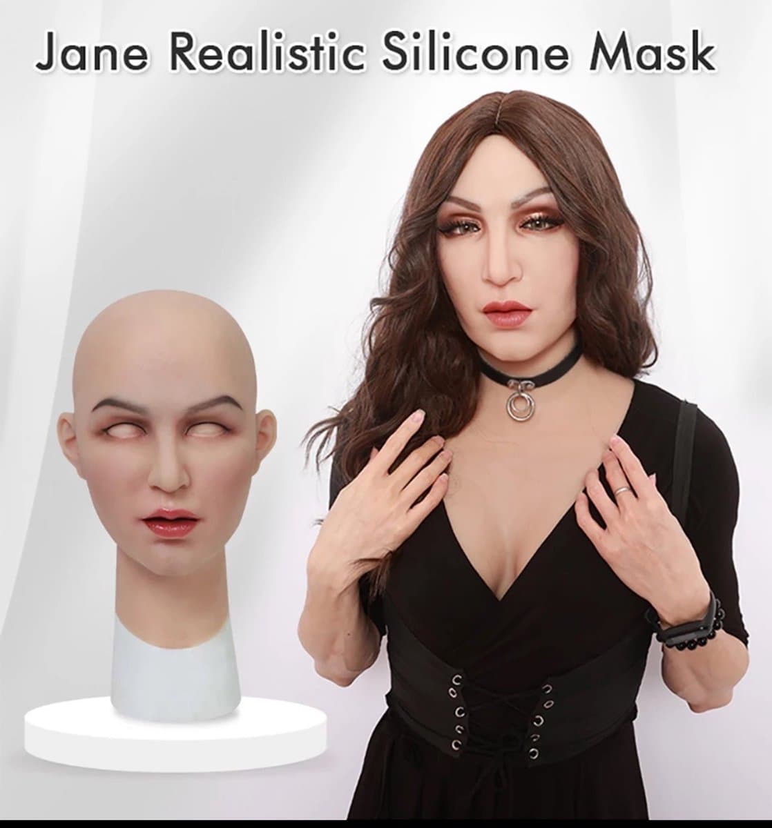 Siliconen Masker-Vrouwenmasker- Masker- Gezichtsmasker-Cosplay-Transgender-Travestie- Gezicht-Crossdresser- Cosplay — afbeelding 1