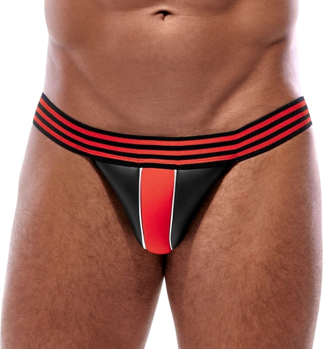 Svenjoyment Opvallend Gestreepte Jockstrap in Neopreen Gestreepte Look - Maat S/M — afbeelding 1
