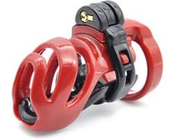 BRUTUS Cyborg Cage - Chastity Cage Kuisheidskooi - Zwart/Rood