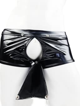 BamBella ® - Boxer short Maat XL Datex Zwart (Latex en stof SM kleding BDSM kruisloos erotische heren kleding — thumbnail 5