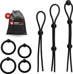 Quick Relief Rope Bondage™ - Cockring - Set van 7 - Penis ring - Cockring voor Mannen - Penisring voor Mannen en Koppels – Ballstretcher - Seks Toys – Seksspeeltjes – Verstelbaar - Eikelring — thumbnail 1