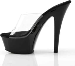 Pleaser - KISS-201 Muiltjes - Paaldans schoenen - 39 Shoes - Zwart/Transparant — thumbnail 3