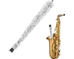Saxofoon Reiniger - Blaasinstrument Onderhoud - Instrument Schoonmaken - Zacht Katoenen Touw - 50 cm Lengte - Grijs