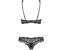 Obsessive Luvae Open Cup Bh  - Erotische Lingerieset - Maat L/XL - Zwart