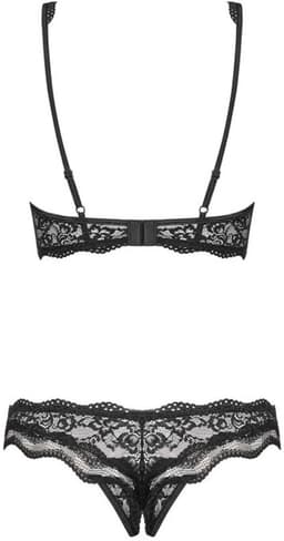 Obsessive Luvae Open Cup Bh  - Erotische Lingerieset - Maat L/XL - Zwart — thumbnail 1