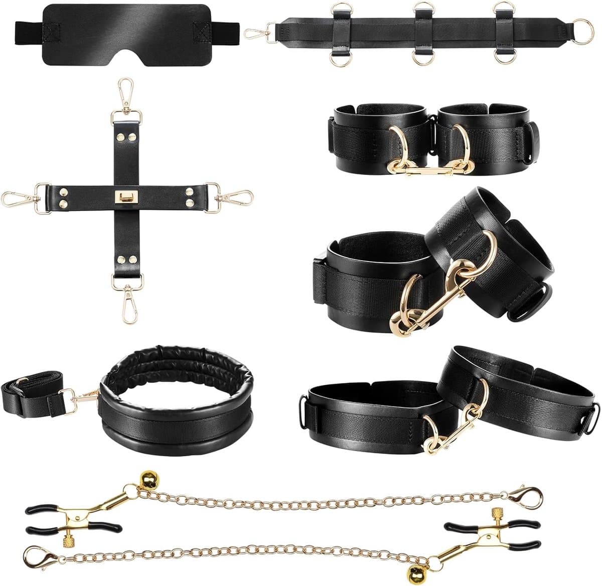 BDSM Bondage Set Sex Speeltjes Sex Toys voor Paren Vrouwen Mannen - Seksspeelgoed en Bondageset Seks Toyset Met Bed Handboeien, Halsband, Enkelboeien, Blinddoek, Tepelklem Sex Toy SM Seksspeeltjes — afbeelding 1