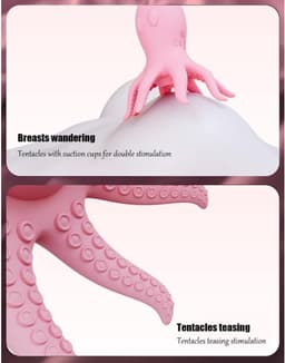 OLOEY 2 Elektrische octopus-borstmassagers en tepelvibrators met 10 vibratiestanden en zuigfunctie – Elektrische stimulator voor borsten-clitoris en tepels (likfunctie) – Seksspeeltje voor vrouwen — thumbnail 2