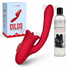 Sther Luxe Vibrator voor Vrouwen & Glijmiddel Set - Clitoris Stimulator met Likkende Tong en Bewegende Mond - 10 Likstanden & 10 Vibratiestanden - Inclusief 250ml Premium Glijmiddel - Waterdicht & Oplaadbaar — thumbnail 1