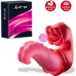 TipsToys® 4-in-1 Vibrator - Clitoris Zuiger en G Spot Stimulator - Likkende Ribbel Tong - 10 Standen Lik, Bef, Tril & Swing - Tepel, Vagina & Clit Teaser - Seksspeeltjes - Sex Toys voor Vrouwen - IPX6 - Rood — thumbnail 1