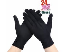 Katoenen Handschoenen Zwart Maat L - Inspectie katoenen werkhandschoenen munt sieraden werknemer etiquette handschoen - Gloves Cotton - Beschermende Handschoenen - Wegwerp Handschoenen 24Stuks/12Pairs L