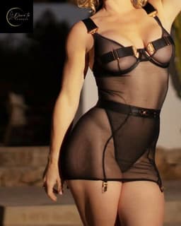 Luxe Lingerieset – Lingerie Erotisch – Sexy Lingerie – 4-delige set – Zwart Mesh – Lingerie Setje – Verleidelijke Body met Jarretels & Transparant Rokje – Sexy Lingerie – Chique Jurkje – Luxe –Boudoir Look – Kinky – Erotisch – Zwart – Maat XS, S, M — thumbnail 2