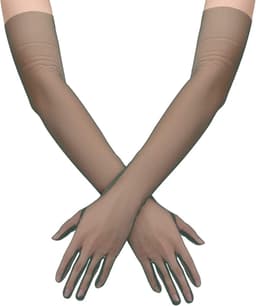 Jhubers Goods - Lange stretchy handschoenen - transparant - mesh - Halloween Cosplay - Groen - Vrouwen - Ellebooglengte - Tule - Opera bruids douche prom - Kostuum - Geschikt voor 27.6inch - Stretchy - Handschoenen - Groen. — thumbnail 1