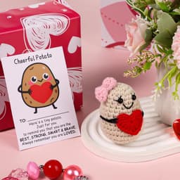 Dailygoods- Aardappelpop 7,5cm - Grappige Aardappel - Positieve Bevestigingskaart - Creatief Cadeauspeelgoed - Feestdecoratie - Premium Wolgaren - Knuffelpop — thumbnail 4