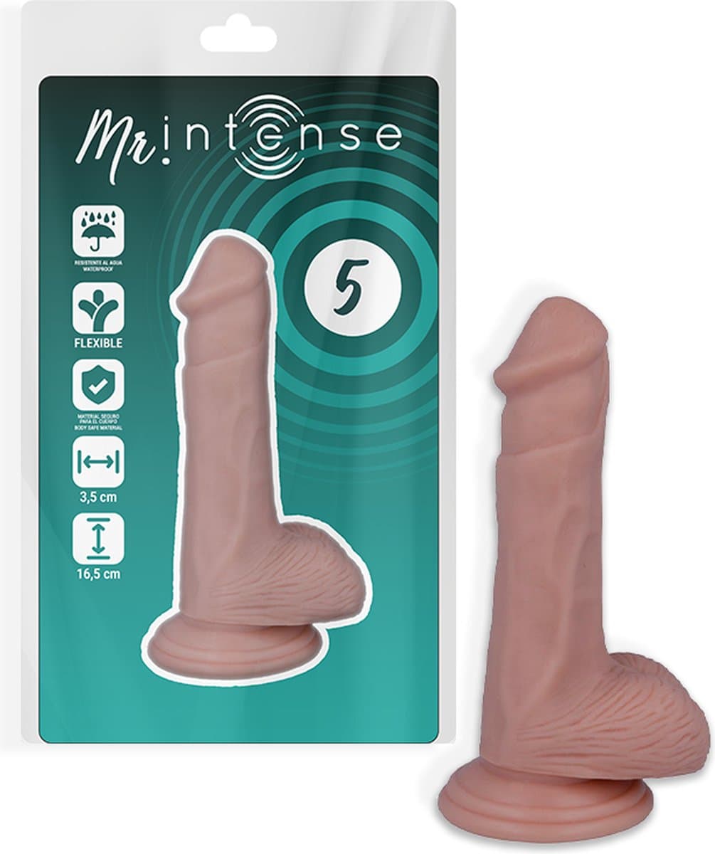 Mr. Intense - dildo - dildo vibrator - dildo vrouwen - dildo mannen - dildo anaal - dildo xxl - beige - flexibel - 16,5cm Ø 3,5cm / sex / erotiek toys — afbeelding 1