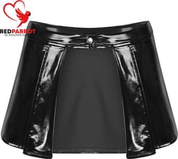Hoge taille mini rok - Open kruis - Sexy en Erotisch - BDSM - Latex look - Zwart — thumbnail 5