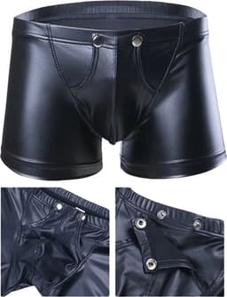 LekkerStout PU Lederen Boxershort - Open Kruis - Zwart - Sexy Herenondergoed | M | ( LS154 ) — thumbnail 5