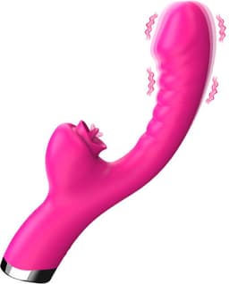 Roze Dubbele Penetratie Vibrator - Luchtdruk Vibrator - Clitoris & G Spot stimulator - Krachtig - Vibrators - Vibrators voor vrouwen - Sex toys - Vibrator-Discreet Bezorgde -Licking Sucking - sex speeltjes vrouw — thumbnail 3