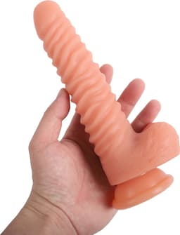 Banoch | Dildo siliconen ribbel | Beige — thumbnail 1