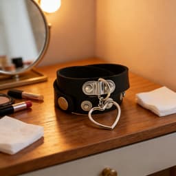 Sleutelbeenketting - Halsomtrek 32 cm~38 cm - Choker met hartvormige hanger - Halsband voor dames - Gotische leren choker - Punkstijl ketting - Choker - Halsband - Halsketting - Metalen choker - Kettingchoker - Bikerchoker - Halsring — thumbnail 3