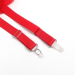Zeloria Erotische Lingerie Jarretelgordel met Bijpassende Slip – Luxe Kant – Rood – XS/S — thumbnail 4