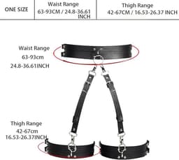 Oneay Beenharnas & Dijbeenharnas Dames – Punk Body Harness met Tailleband – Sexy Festival Accessoire voor Halloween, Party & Nachtclub — thumbnail 4