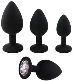 SINYX Luxe Buttplug Set met Diamantjes - Siliconen - Buttplugs - Buttplug Set - Anal Plug - Sex Toys voor Vrouwen en Mannen - Seksspeeltjes - Butt Plug - Butplug - Zwart — thumbnail 1