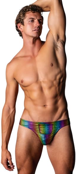 Male Power Sexy Tanga met Voorzak en Kobalt penisring - S/M - Regenboog - Multicolor — thumbnail 1