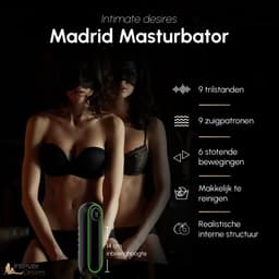 Intimate Desires® Madrid - Masturbator voor man - Pocket Pussy - Stoot- Zuig- en Trilfunctie - Verwarmd - Automatische Masturbator - Draaiknopbediening - Sextoys voor Mannen — thumbnail 3