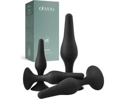 Buttplug Set - 4 delige Siliconen Buttplugs Set voor Mannen en Vrouwen - Anal Plug Zwart Siliconen
