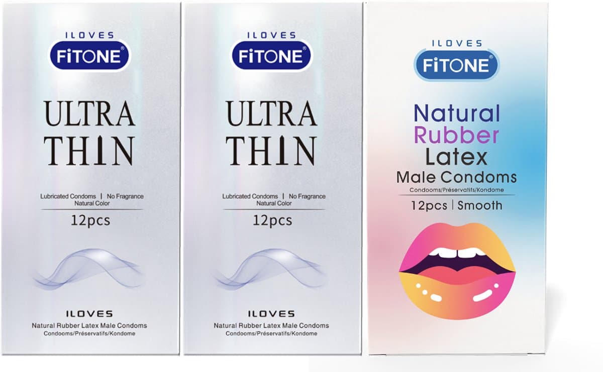condooms extra dun en condooms natural – condooms met glijmiddel –36 stuks– condooms voordeelverpakking – FiTONE — afbeelding 1