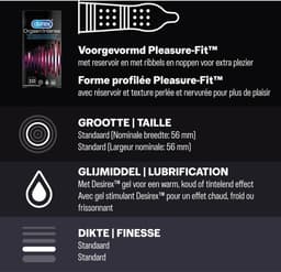 Durex - 30 stuks Condooms - Pleasure Me 10 stuks met ribbels - Orgasm Intense Stimulerende Gel 10 stuks - Performa 10 stuks vertragende effect - Voordeelverpakking — thumbnail 3