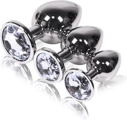 Metalen Buttplugs voor mannen en vrouwen - Erotiek & Seksspeeltjes - Buttplug Set 3-Delig - Anale speeltjes & Butt Plug - Wit — thumbnail 2