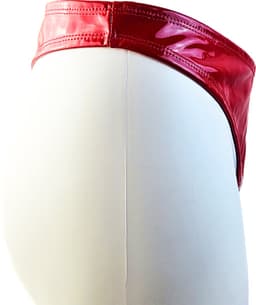 BamBella® Erotische slip- Maat L/XL- Wetlook String Dames - Rood Datex mix latex en stof ondergoed Sexy BDSM kleding — thumbnail 5
