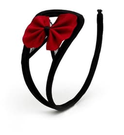 Nooitmeersaai - Strapless C-string met rode strik - Polyester/Elastaan - Zwart/rood - One-size — thumbnail 1