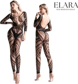 Elara - Olivia - Bodystocking Erotische Lingerie met Open Kruis - Catsuit - S t/m XL - Sexy Dames Lingerie - Bodysuit — thumbnail 1