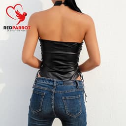 Mini bodysuit PU Leder - Open zijkanten - Zwart — thumbnail 5