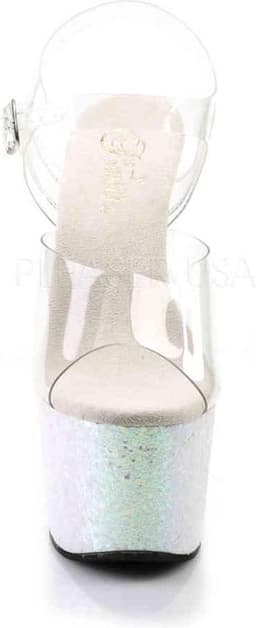 Pleaser - ADORE-708LG Sandaal met enkelband, Paaldans schoenen - Paaldans schoenen - 41 Shoes - Roze/Transparant — thumbnail 2