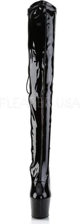 Adore-3063 plateau lak overknee laars met veters en stiletto hak zwart - (EU 40 = US 10) - Pleaser — thumbnail 3