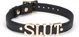Liebe Seele - Demon's Kiss - Luxe Collar Met Grote Gouden letters SLUT - Zwart/Goud — thumbnail 1