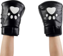 Banoch - Perrito Mittones - dog paws mittens bondage - PU Leer - Wit Voetje - puppy play — thumbnail 3