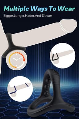 Daity Cockring Set – Penis Sleeve & Ballstretcher voor Sterkere en Langdurigere Erectie – 7 Maten – Seksspeeltje voor Mannen en Stellen Zwart — thumbnail 5