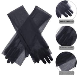 Scarlet Whisper Duo – Rode & Zwarte Sexy Mesh Handschoenen Set voor Dames – Lange Transparante Lingerie Handschoenen – Verleidelijk Erotisch Accessoire voor Avondjurk, Clubwear & Fotoshoot – Dare to Undress — thumbnail 2